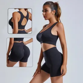 2pcs Yoga Set Women's high waist Vest And Shorts Tracksuit