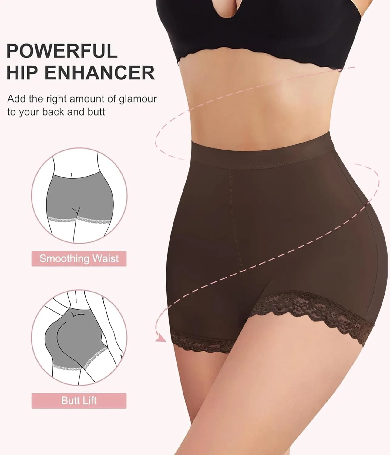 AOSBOEI Boyshort Underwear for Women Butt lifting Shapewear Tummy Control Panties Lace Under Slip Shorts for Dress