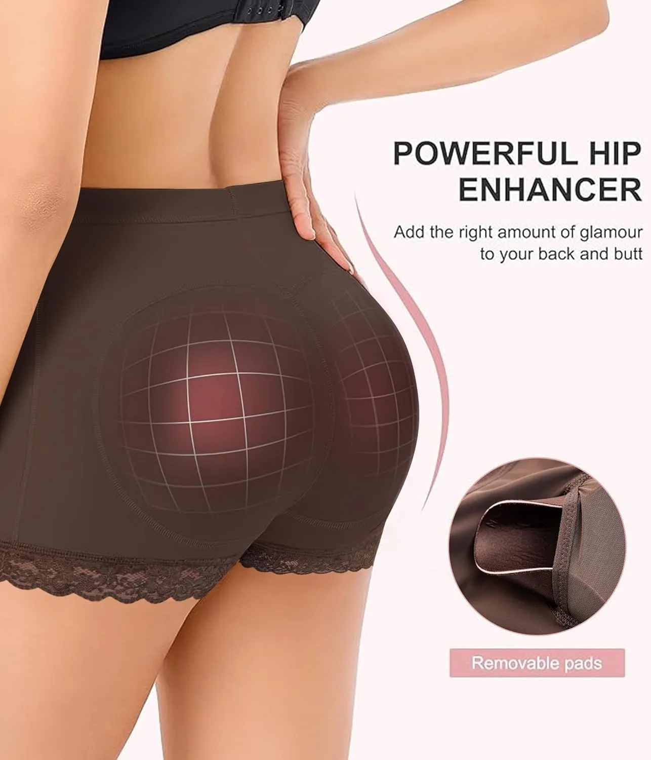 AOSBOEI Boyshort Underwear for Women Butt lifting Shapewear Tummy Control Panties Lace Under Slip Shorts for Dress