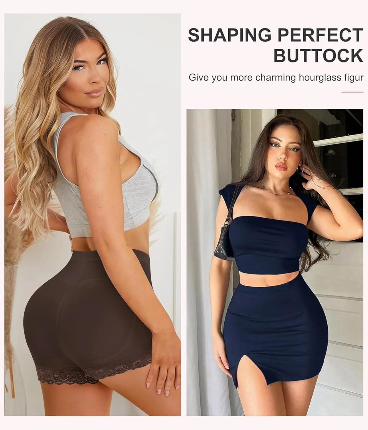AOSBOEI Boyshort Underwear for Women Butt lifting Shapewear Tummy Control Panties Lace Under Slip Shorts for Dress