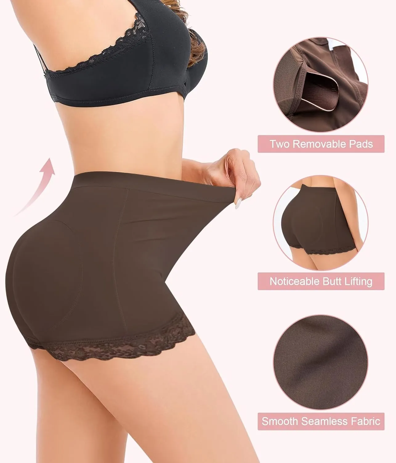AOSBOEI Boyshort Underwear for Women Butt lifting Shapewear Tummy Control Panties Lace Under Slip Shorts for Dress