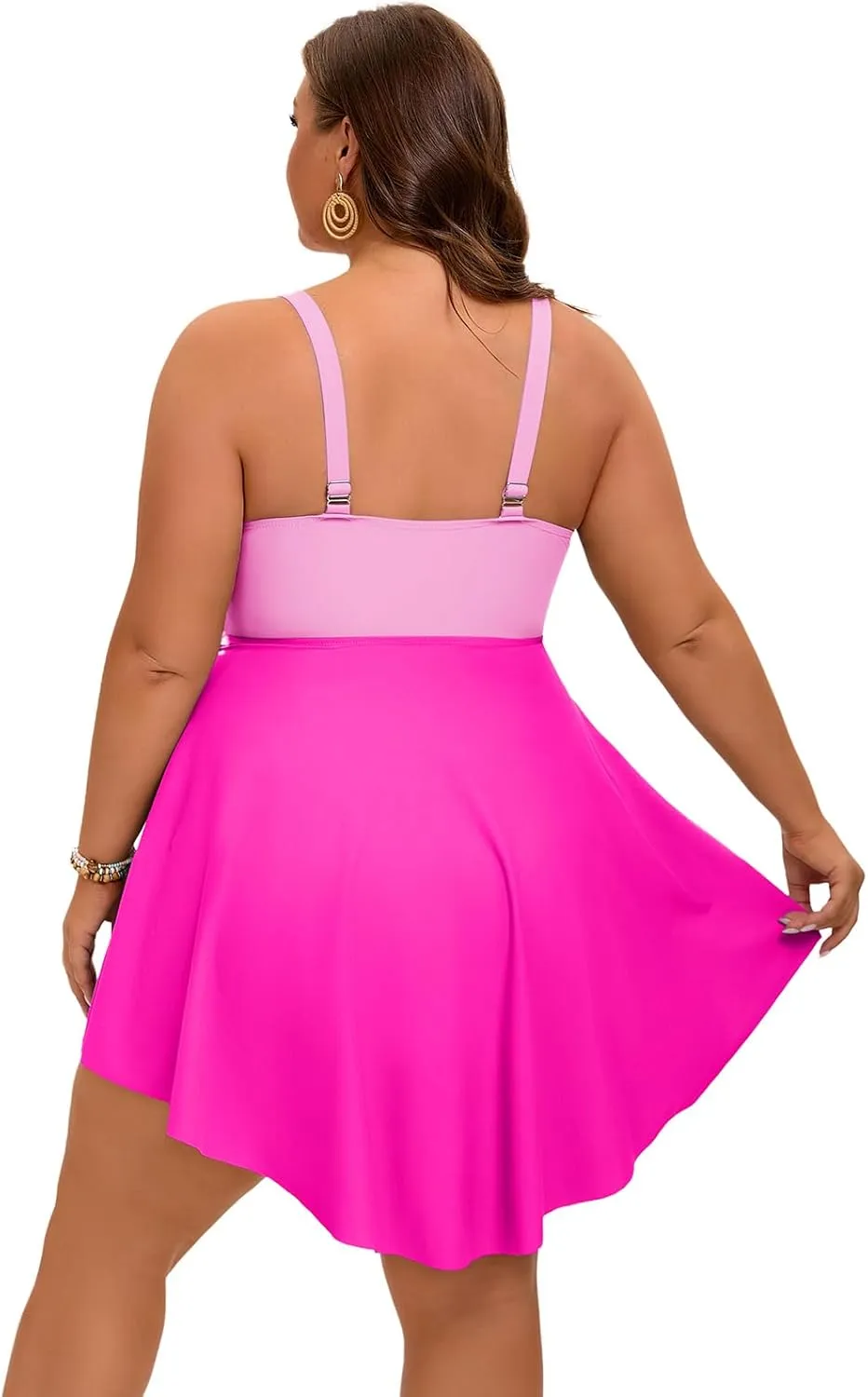 Arolina Plus Size Bathing Suit for Women Swim Dress Tummy Control Swimsuits Two Piece Flowy Tankini with Shorts