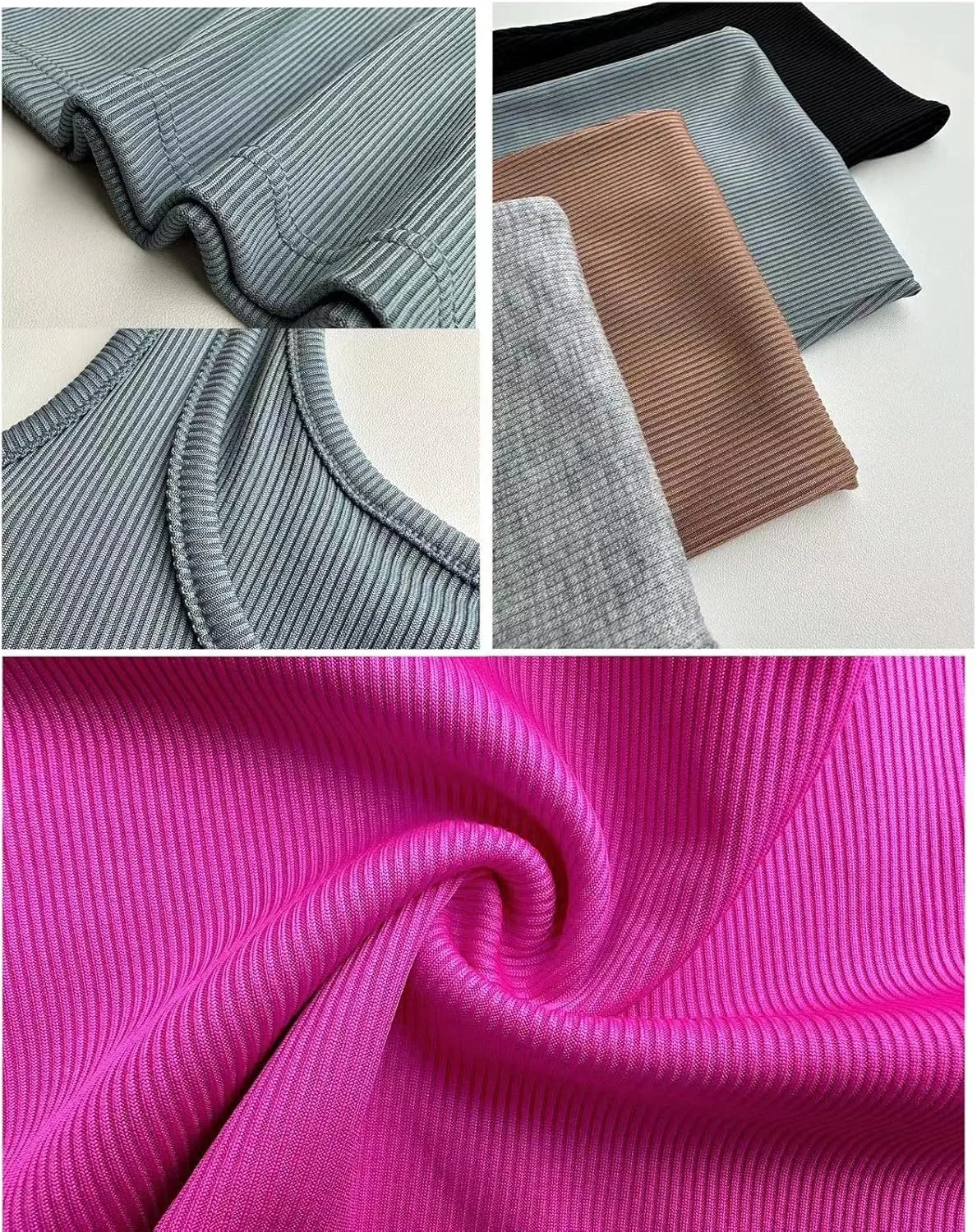 AYWA Casual Workout Sets Two Piece Outfits for Women Ribbed Crop Tank Top High Waist Leggings Active Wear