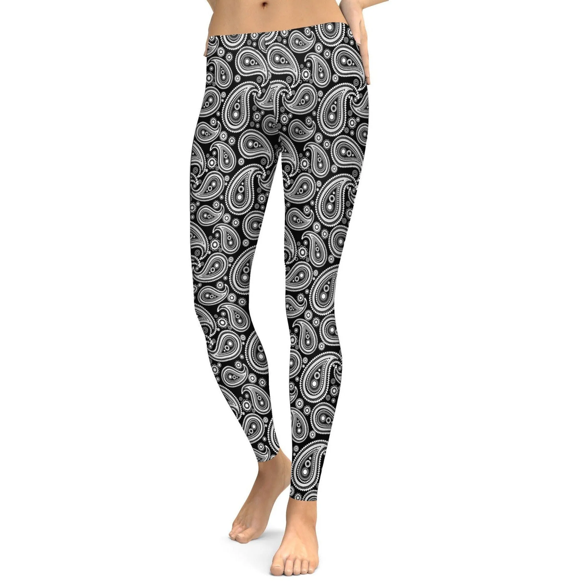 Black & White Paisley Leggings