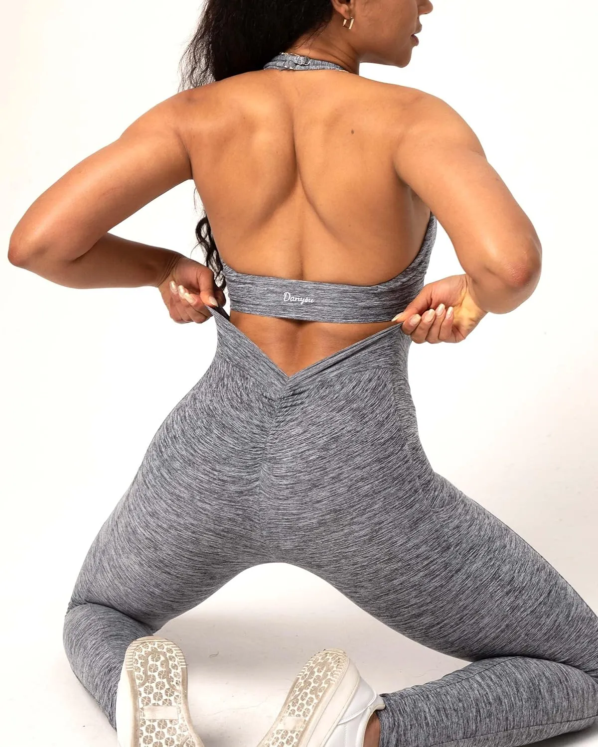 Danysu V Back Scrunch Butt Leggings for Women Soft High Waisted Booty Tights Workout Gym Yoga Pants