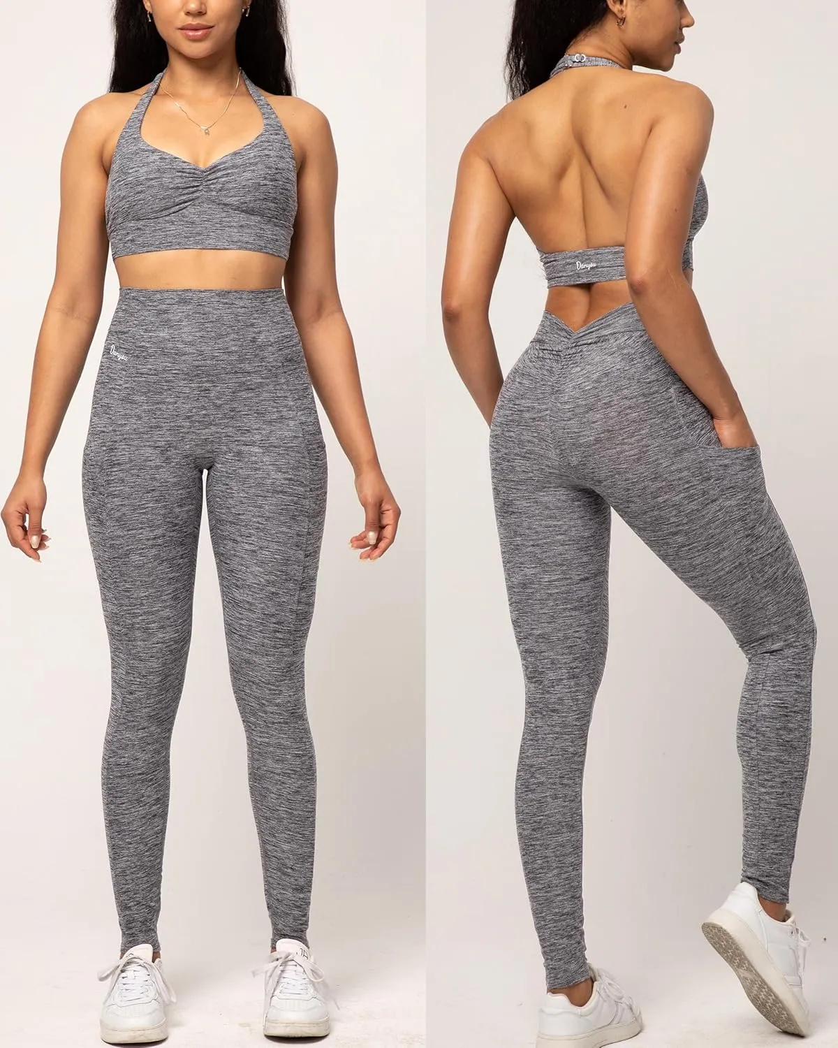 Danysu V Back Scrunch Butt Leggings for Women Soft High Waisted Booty Tights Workout Gym Yoga Pants