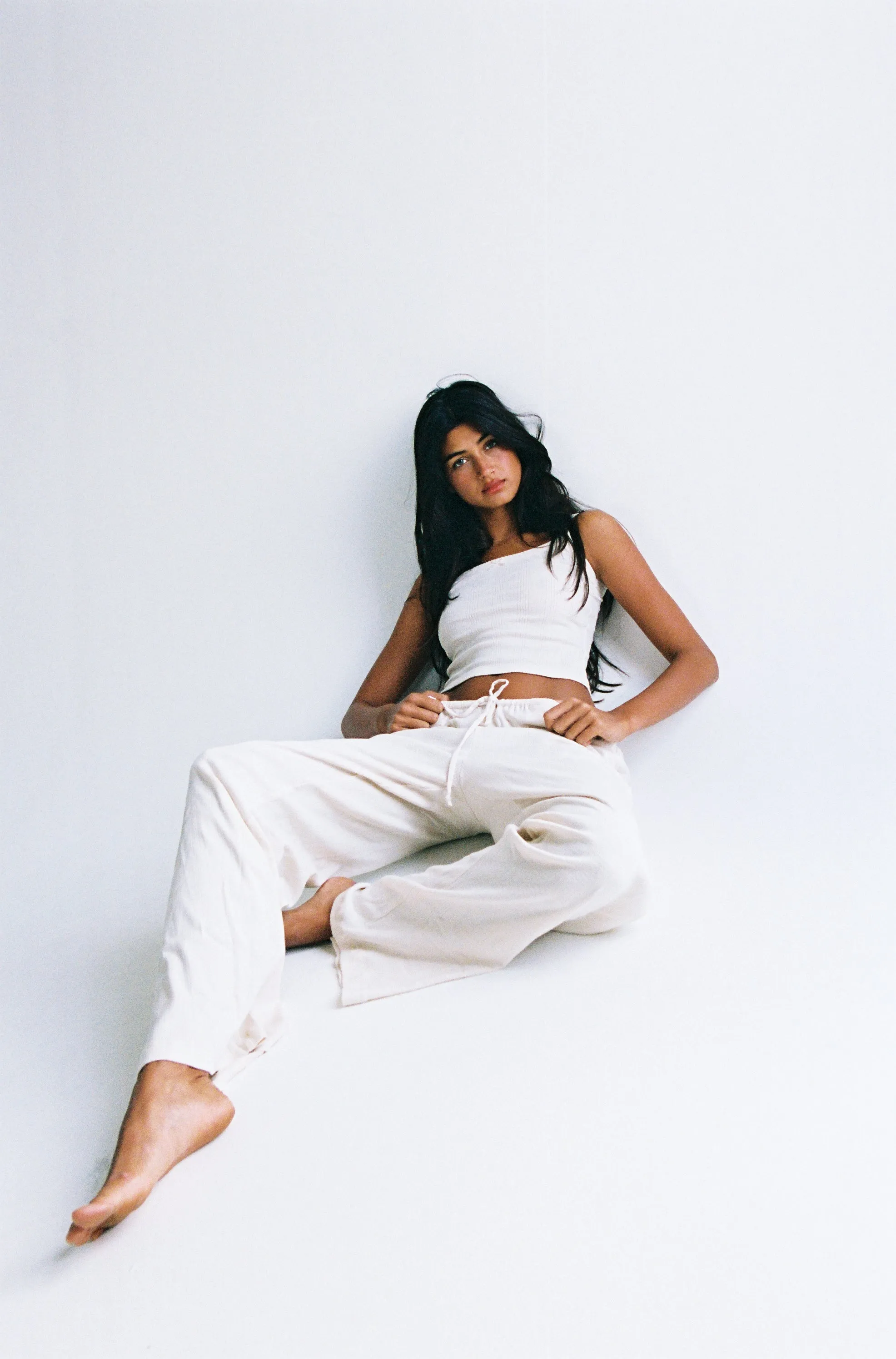 DRAWSTRING POINTELLE PANT IN GOSSAMER