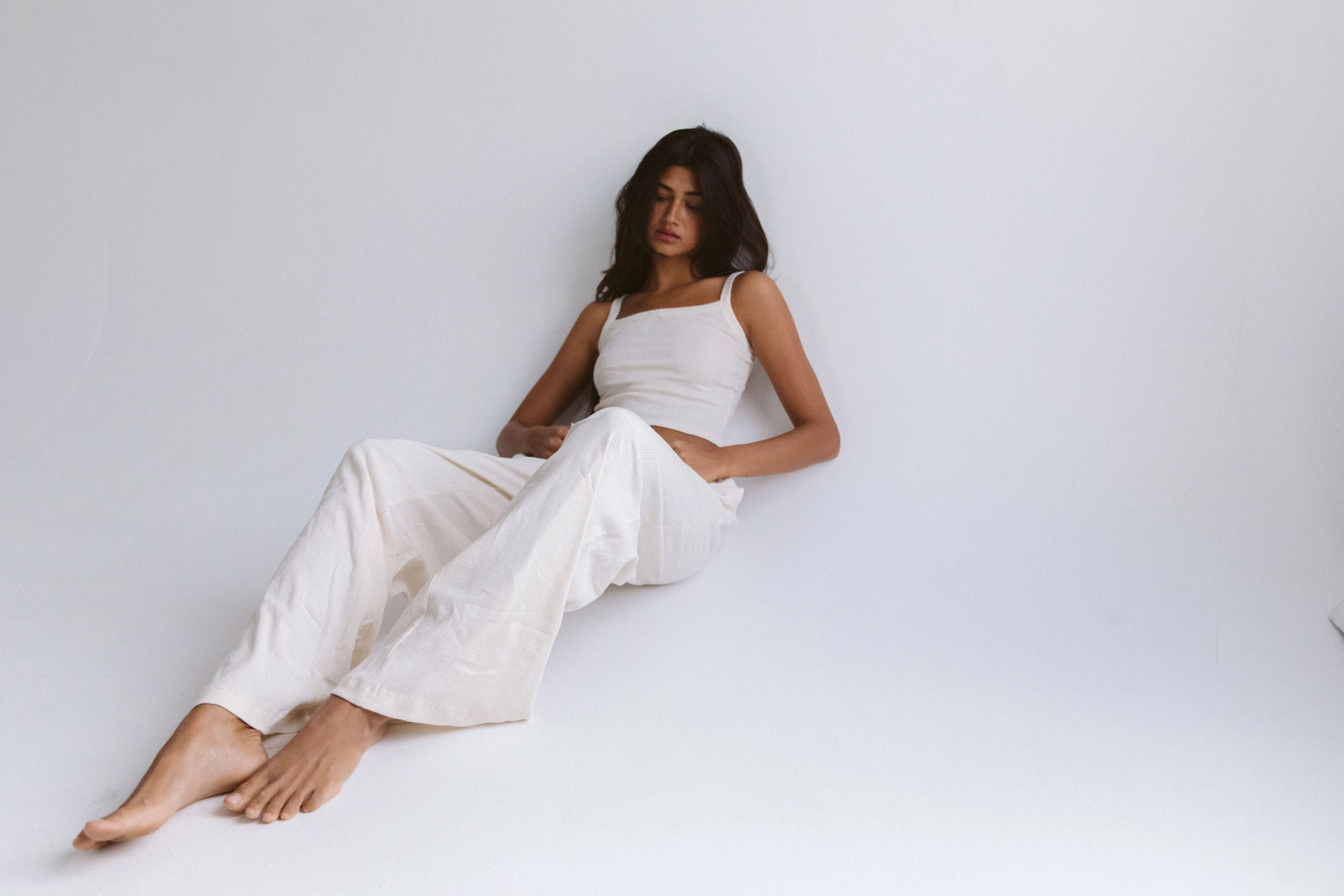 DRAWSTRING POINTELLE PANT IN GOSSAMER
