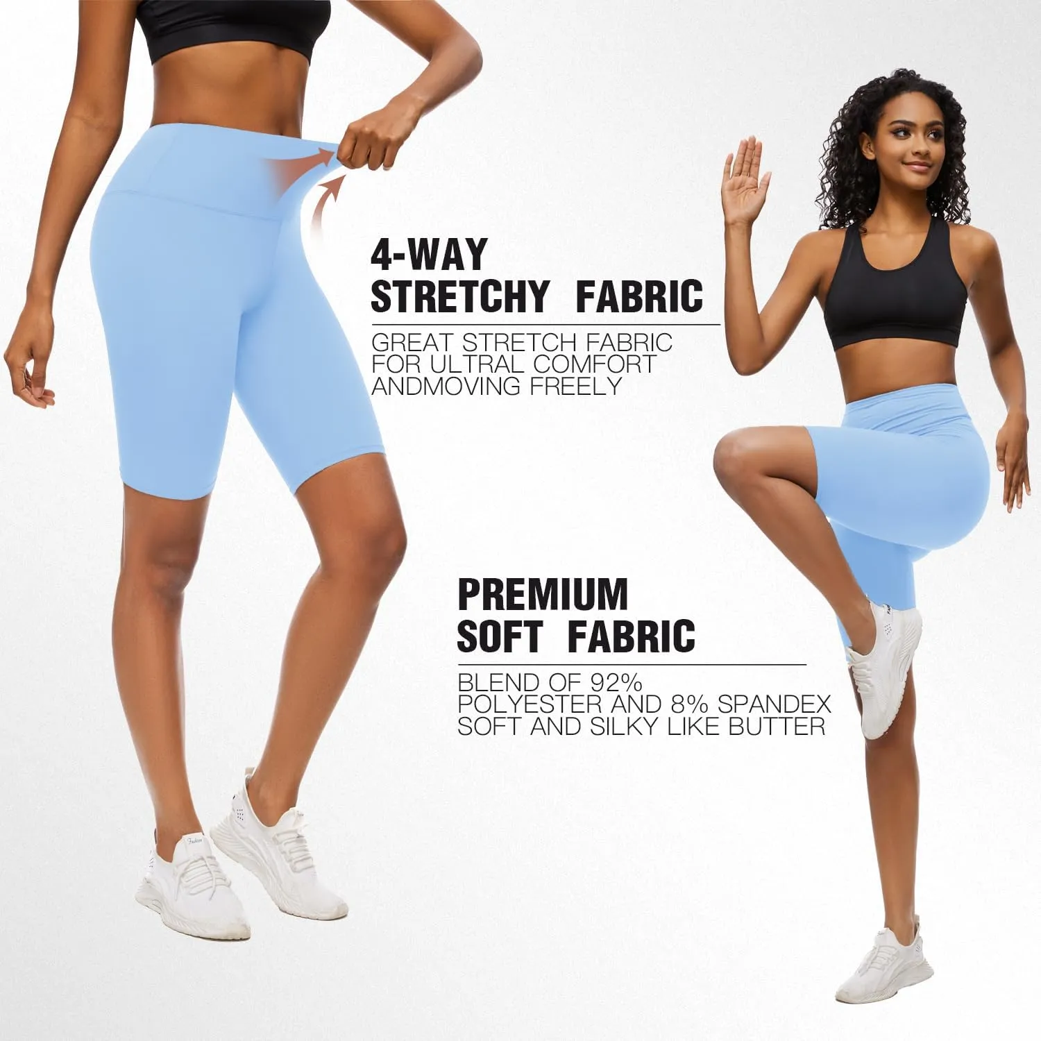 FULLSOFT 8" High Waisted Biker Shorts for Women-Tummy Control Athletic Workout Running Yoga Gym Dance Shorts