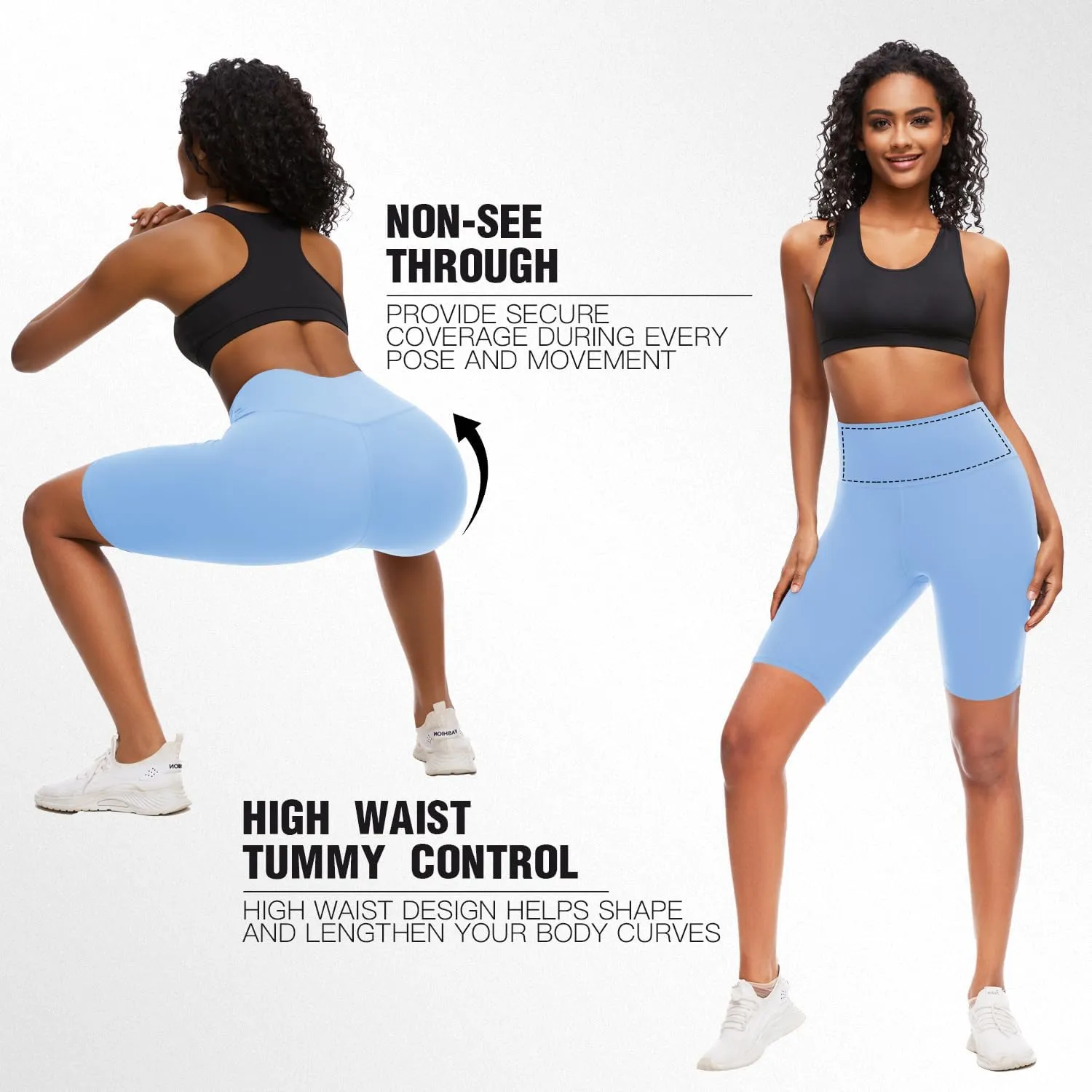 FULLSOFT 8" High Waisted Biker Shorts for Women-Tummy Control Athletic Workout Running Yoga Gym Dance Shorts