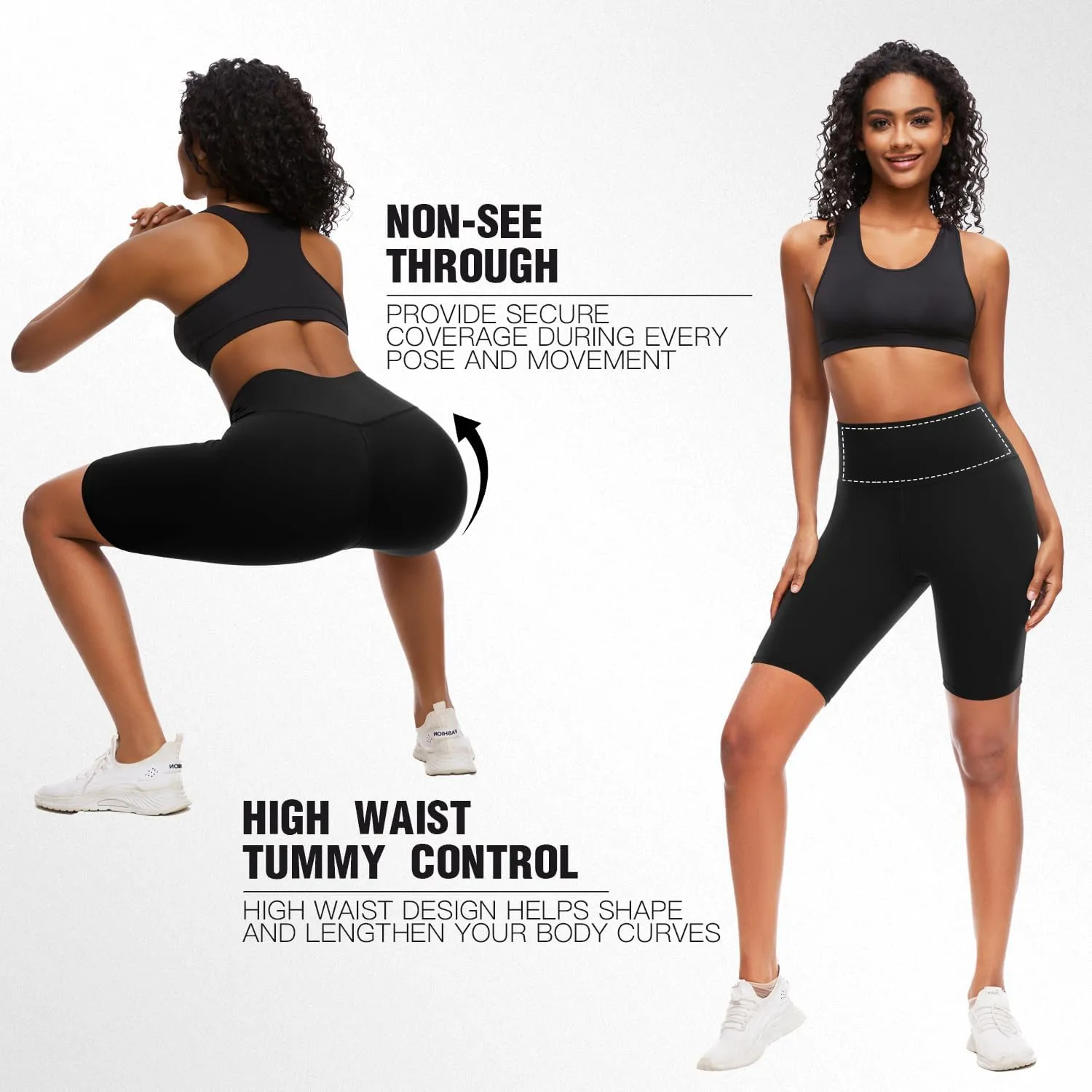 FULLSOFT 8" High Waisted Biker Shorts for Women-Tummy Control Athletic Workout Running Yoga Gym Dance Shorts