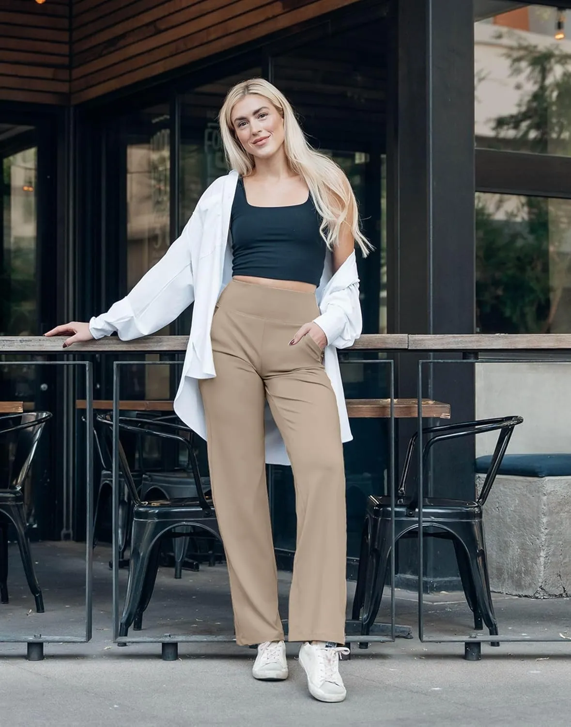 G Gradual Yoga Pants Women Wide Leg Dress Pants with Pockets High Waist Stretch Petite/Regular/Tall Casual Sweatpants Women
