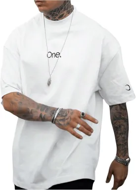 GORGLITTER Men's Crewneck T Shirt Letter Graphic Short Sleeve Casual Drop Shoulder Oversized Tee