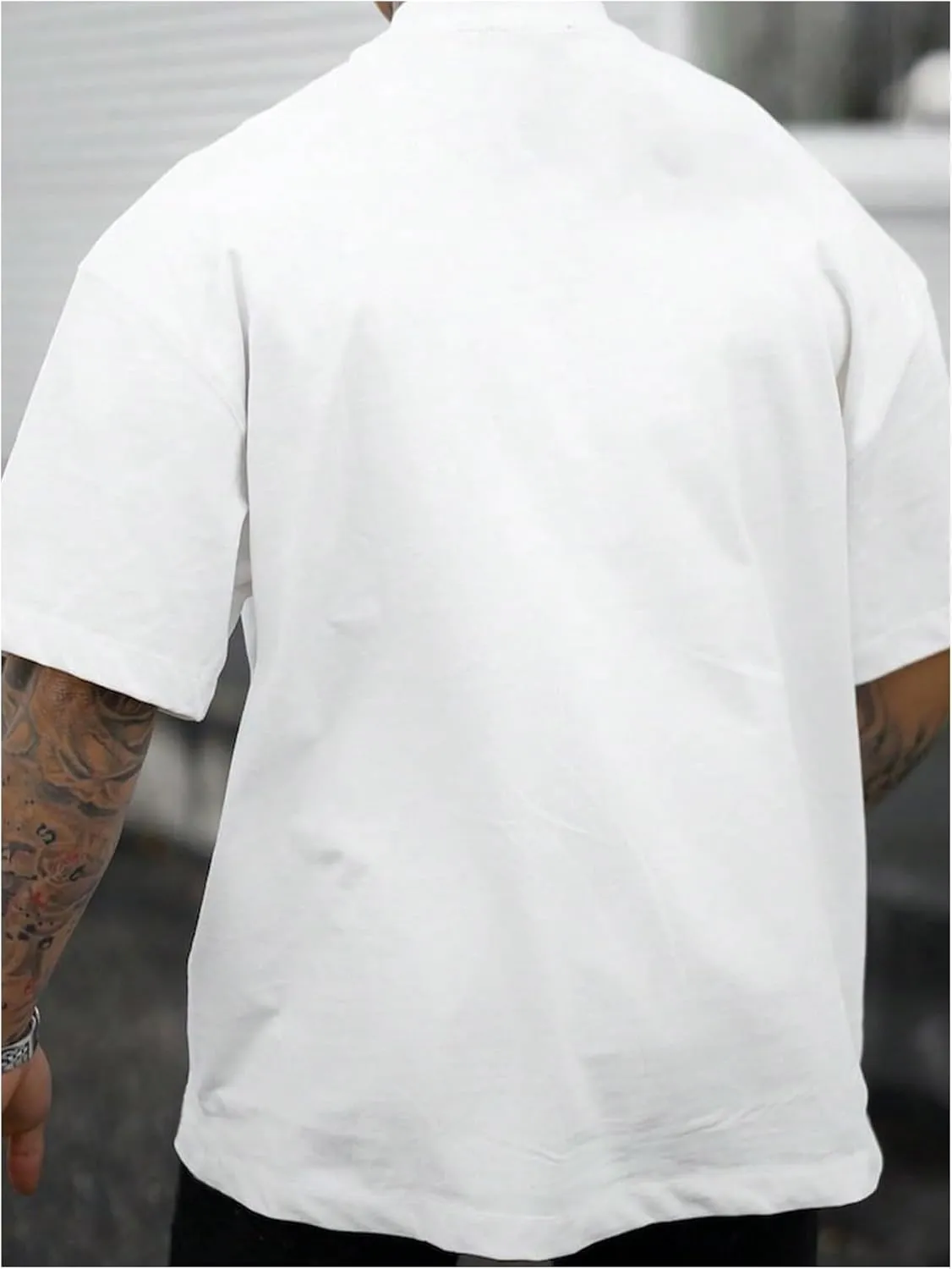 GORGLITTER Men's Crewneck T Shirt Letter Graphic Short Sleeve Casual Drop Shoulder Oversized Tee