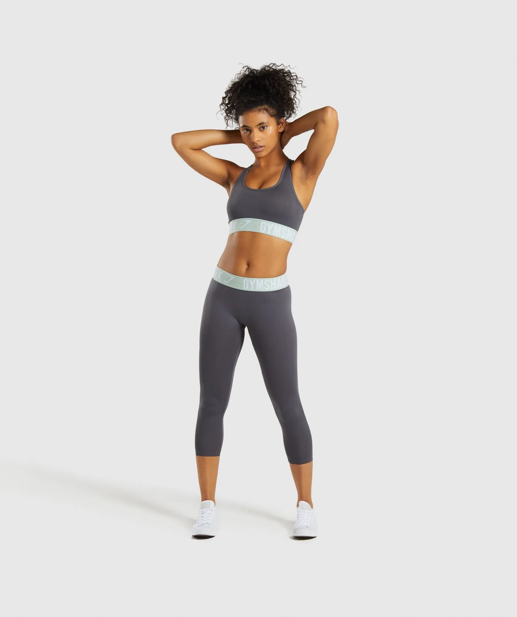 Gymshark Fit Cropped Leggings - Grey/Light Green