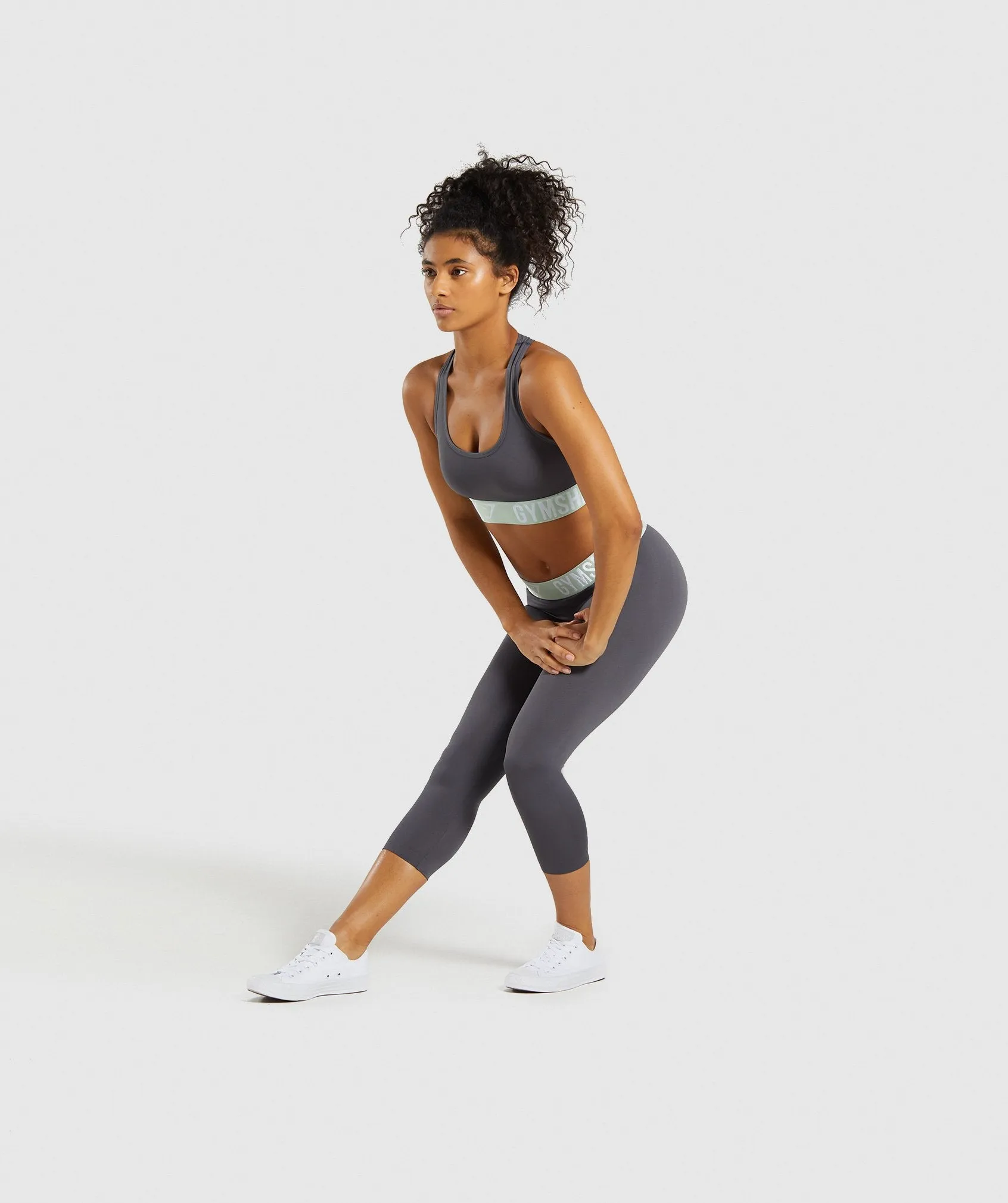 Gymshark Fit Cropped Leggings - Grey/Light Green