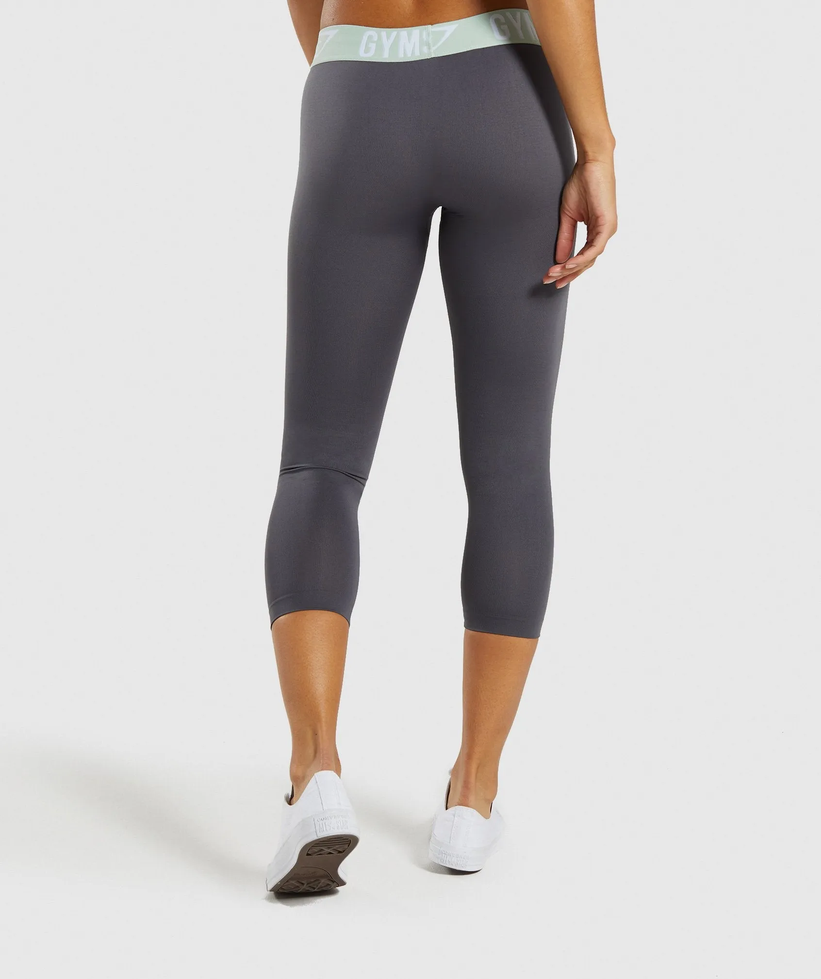 Gymshark Fit Cropped Leggings - Grey/Light Green