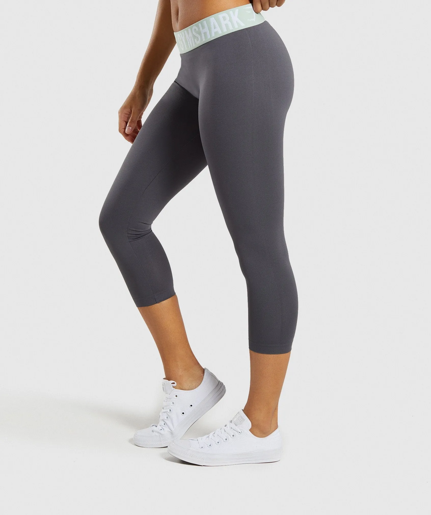 Gymshark Fit Cropped Leggings - Grey/Light Green