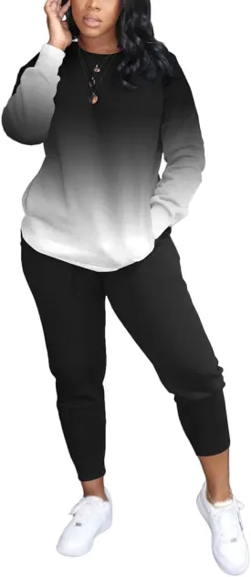 HBQ Two Piece Outfits For Women Casual Long Sleeve Sweatsuits Jogger Tracksuits Lounge Sets With Pockets