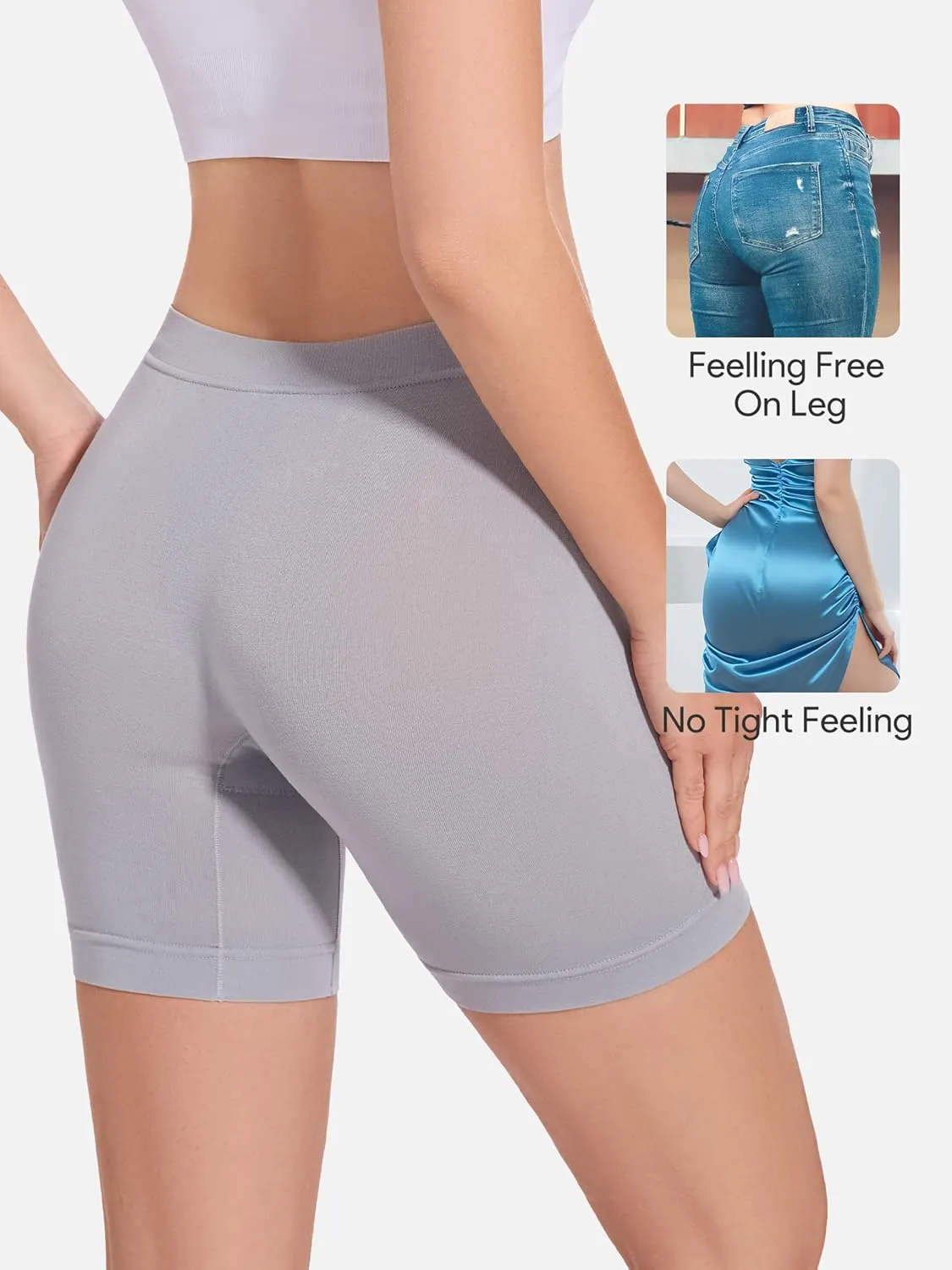HBselect Cotton Boxer Shorts Underwear Boy Shorts Panties Anti Chafing Yoga Bike Shorts 4 Pack (Regular & Plus Size)