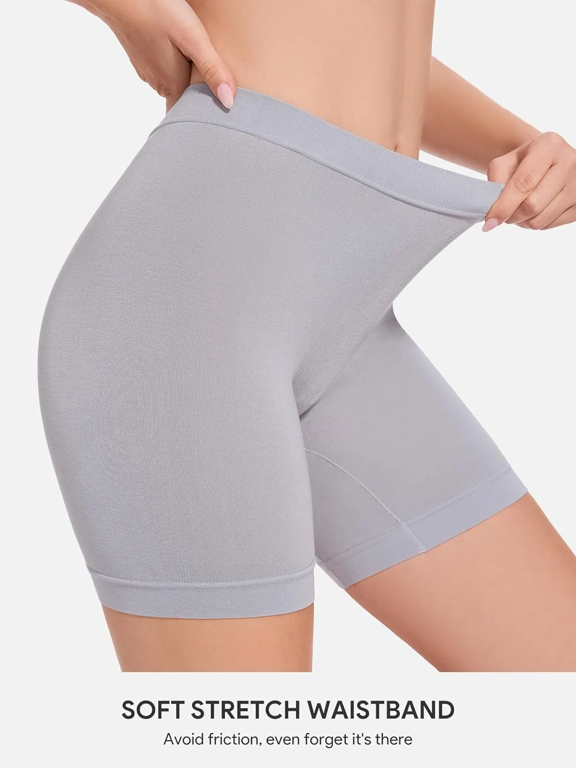 HBselect Cotton Boxer Shorts Underwear Boy Shorts Panties Anti Chafing Yoga Bike Shorts 4 Pack (Regular & Plus Size)