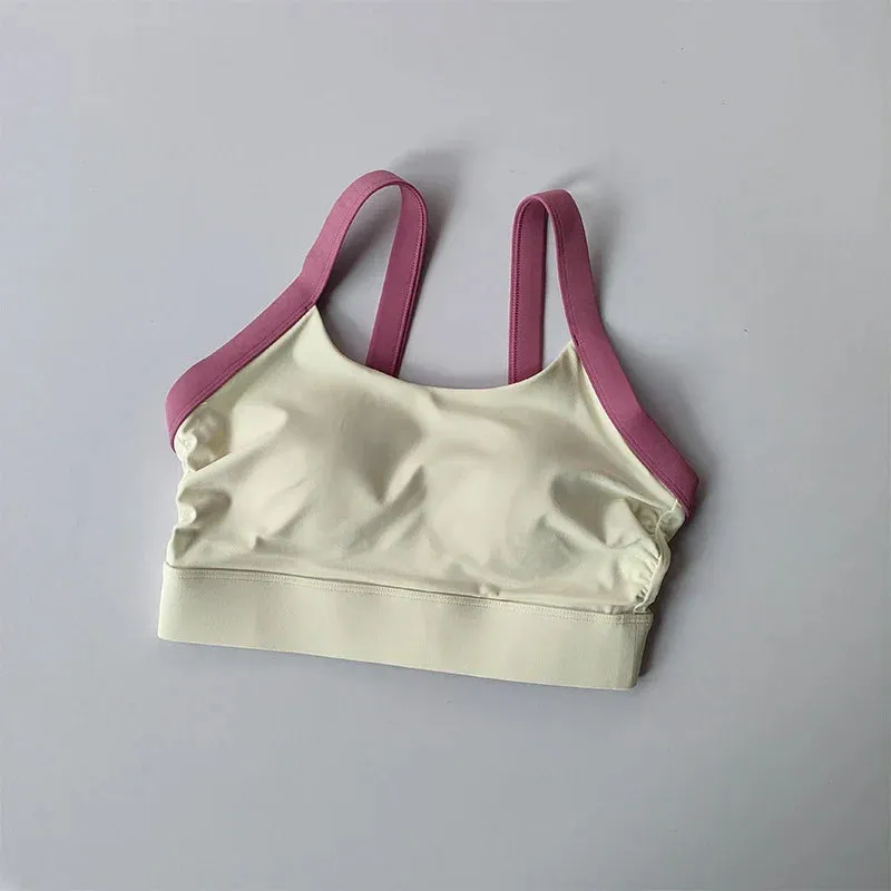 High-Intensity Color Block Yoga Set - 2PCS Cross Back Sports Bra & High-Waist Hip-Lift Leggings for Fitness