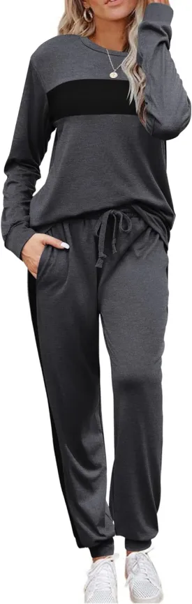 HOTOUCH Women's Two Piece Outfit Long Sleeve Crewneck Pullover Tops And Long Pants Tracksuit 2023 Fashion Sweatshirts