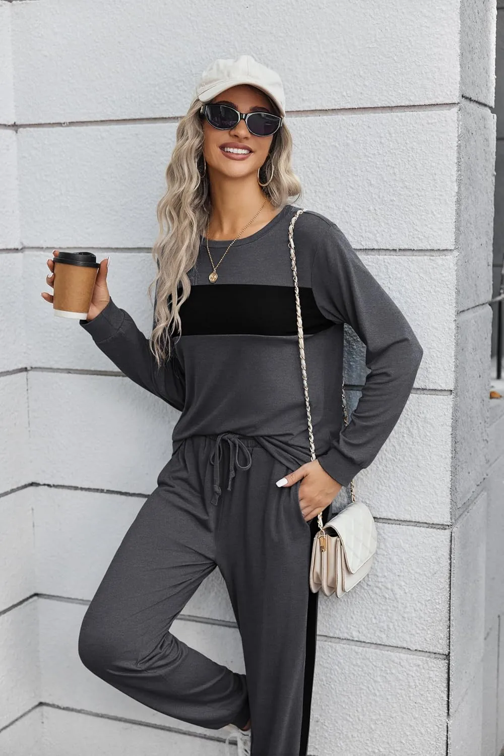 HOTOUCH Women's Two Piece Outfit Long Sleeve Crewneck Pullover Tops And Long Pants Tracksuit 2023 Fashion Sweatshirts