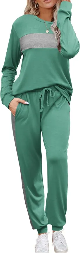 HOTOUCH Women's Two Piece Outfit Long Sleeve Crewneck Pullover Tops And Long Pants Tracksuit 2023 Fashion Sweatshirts