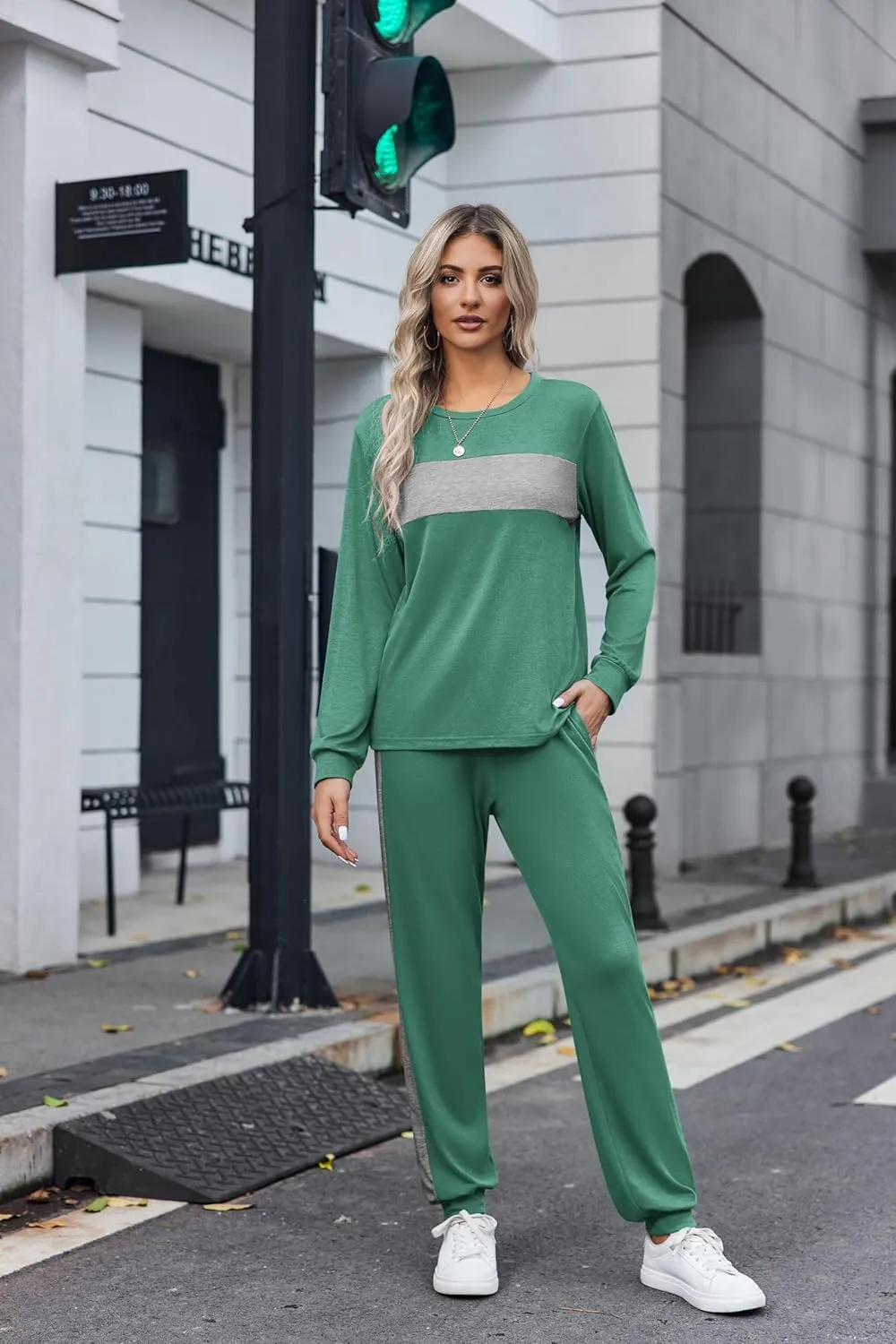 HOTOUCH Women's Two Piece Outfit Long Sleeve Crewneck Pullover Tops And Long Pants Tracksuit 2023 Fashion Sweatshirts