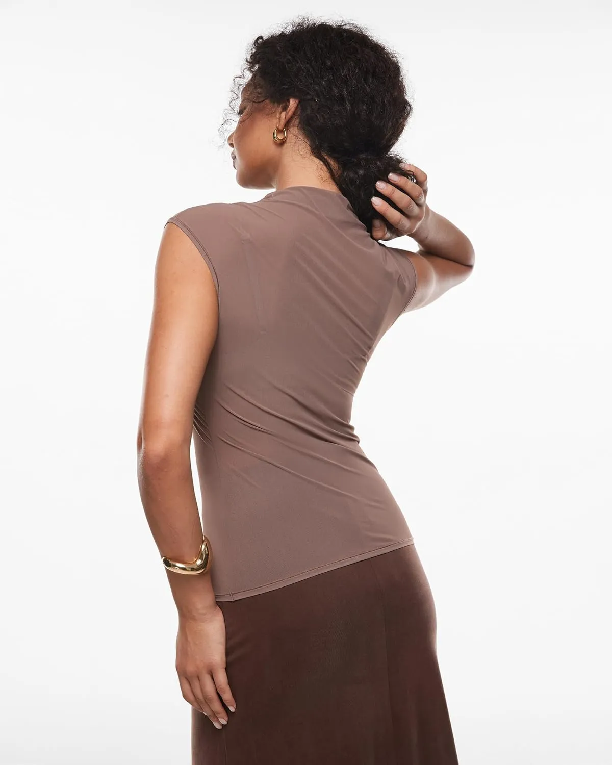 INLYRIC Women's Cosnufy Mesh Sheer Mock Turtle Neck Tank Tops See Through Sleeveless Sexy Summer Going Out Tops