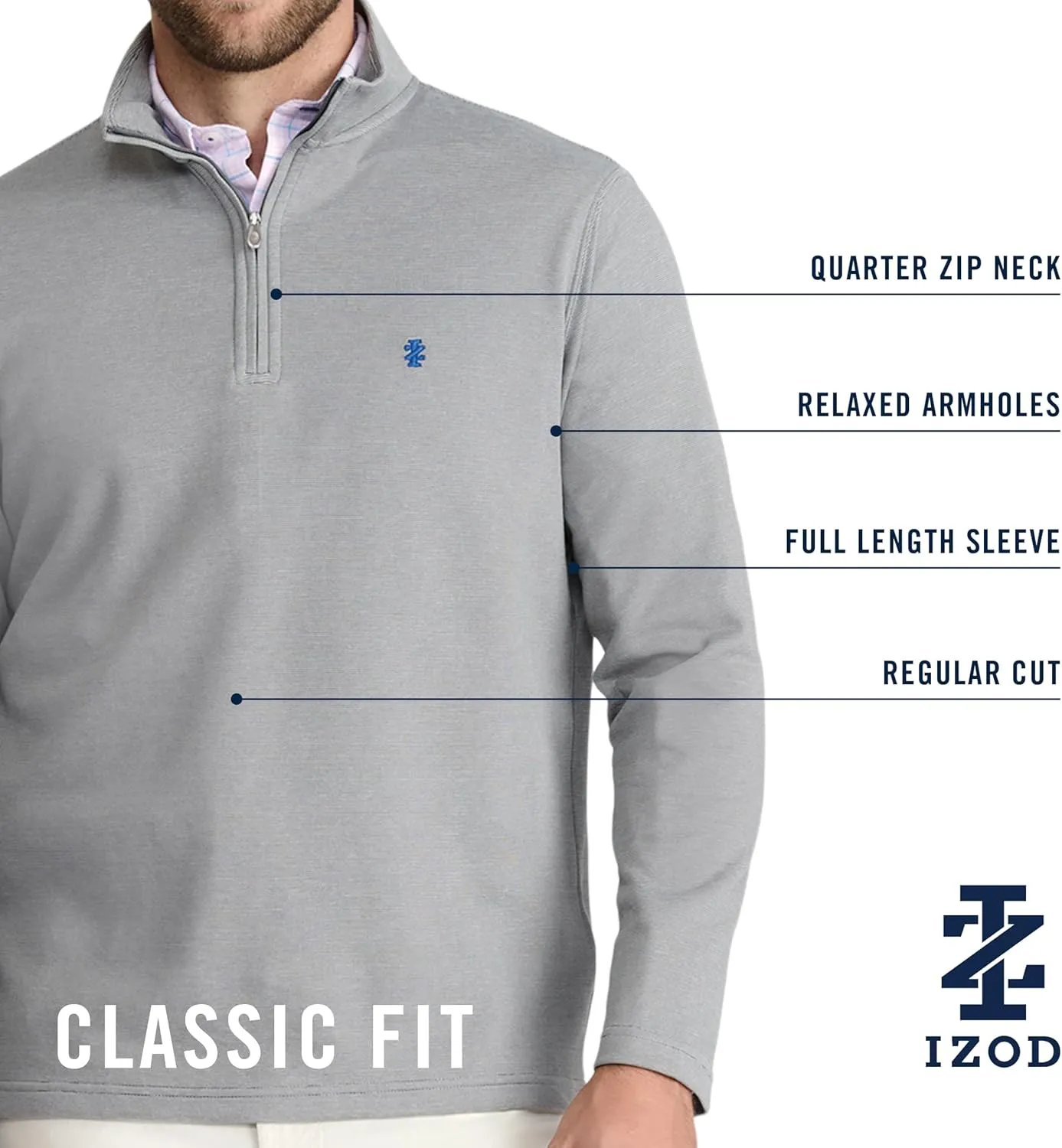IZOD Men's Performance Comfort Quarter Zip Long Sleeve Shirt