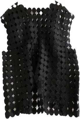 JXQXHCFS Women Cotton Crochet Lace Tops Pattern Sleeveless Openwork Casual Loose Vest French Style Pointelle Knit Tops