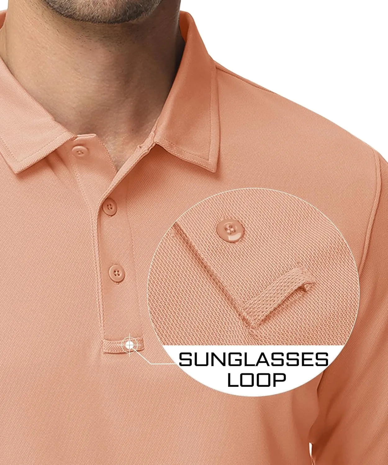 MAGCOMSEN Men's Polo Shirts 3 Button Quick Dry Performance Long Sleeve Tactical Shirts Pique Jersey Golf Shirt