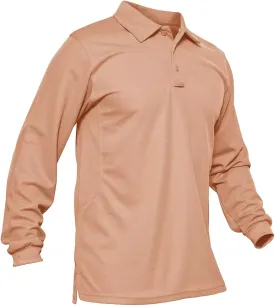 MAGCOMSEN Men's Polo Shirts 3 Button Quick Dry Performance Long Sleeve Tactical Shirts Pique Jersey Golf Shirt