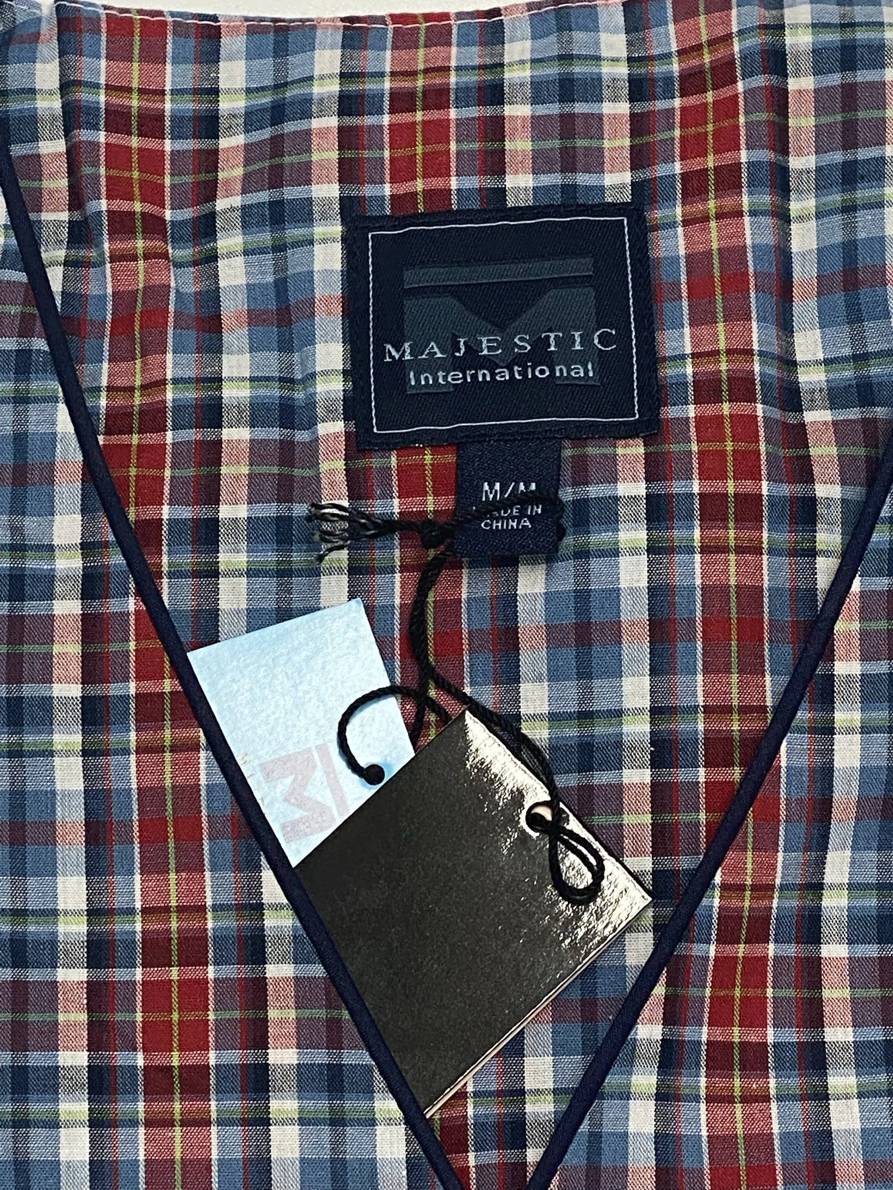 Majestic International Red Blue Plaid Shortie Pyjamas - 10926105 600