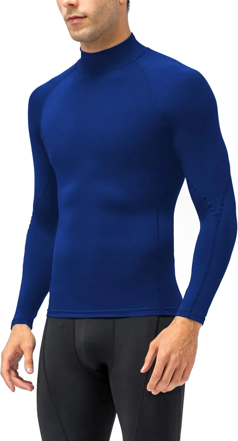 Men's Athletic Compression Shirts Long Sleeve Workout T-Shirt Mock Turtleneck Base Layer Undershirt Tops