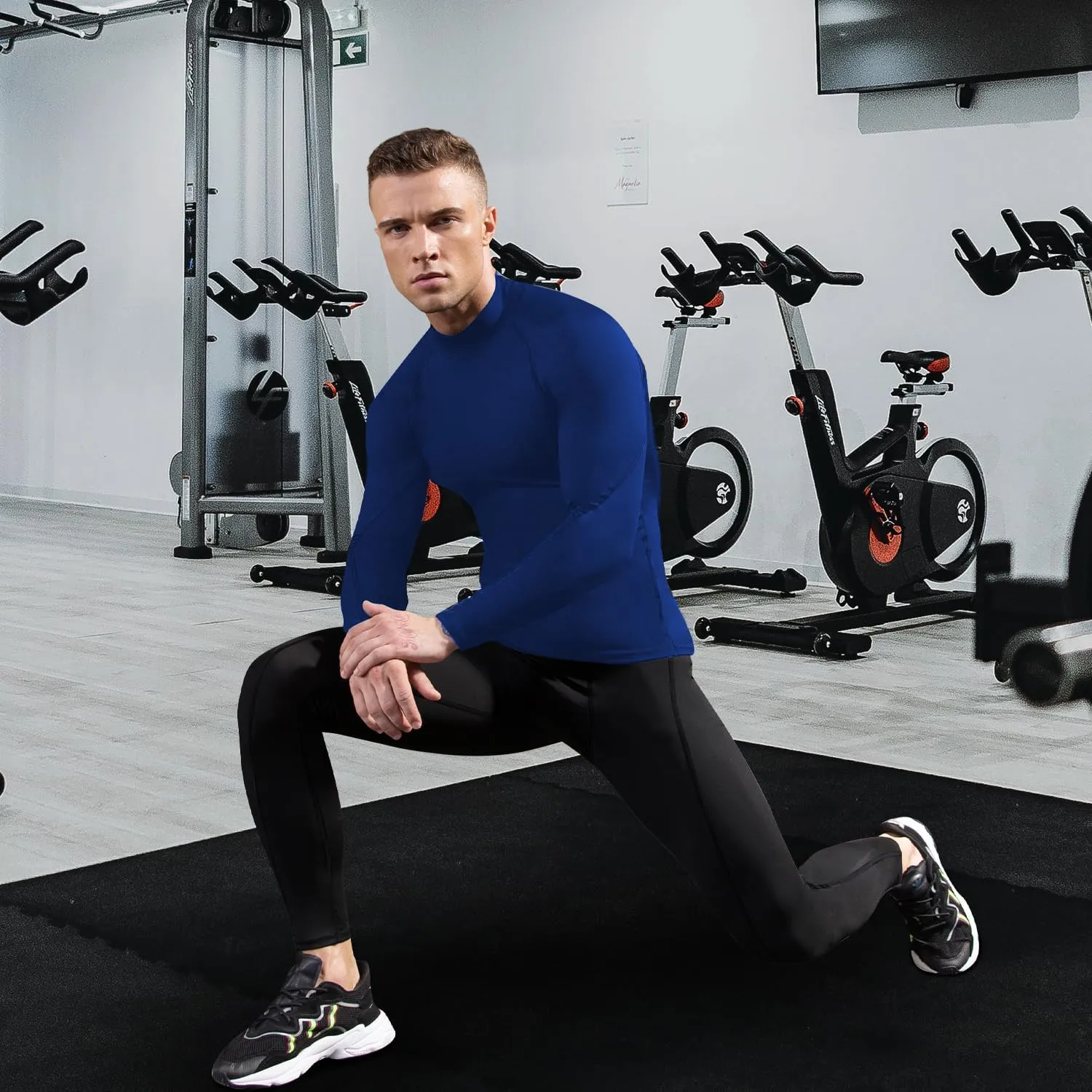 Men's Athletic Compression Shirts Long Sleeve Workout T-Shirt Mock Turtleneck Base Layer Undershirt Tops