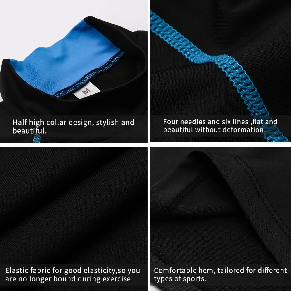 Men's Athletic Compression Shirts Long Sleeve Workout T-Shirt Mock Turtleneck Base Layer Undershirt Tops