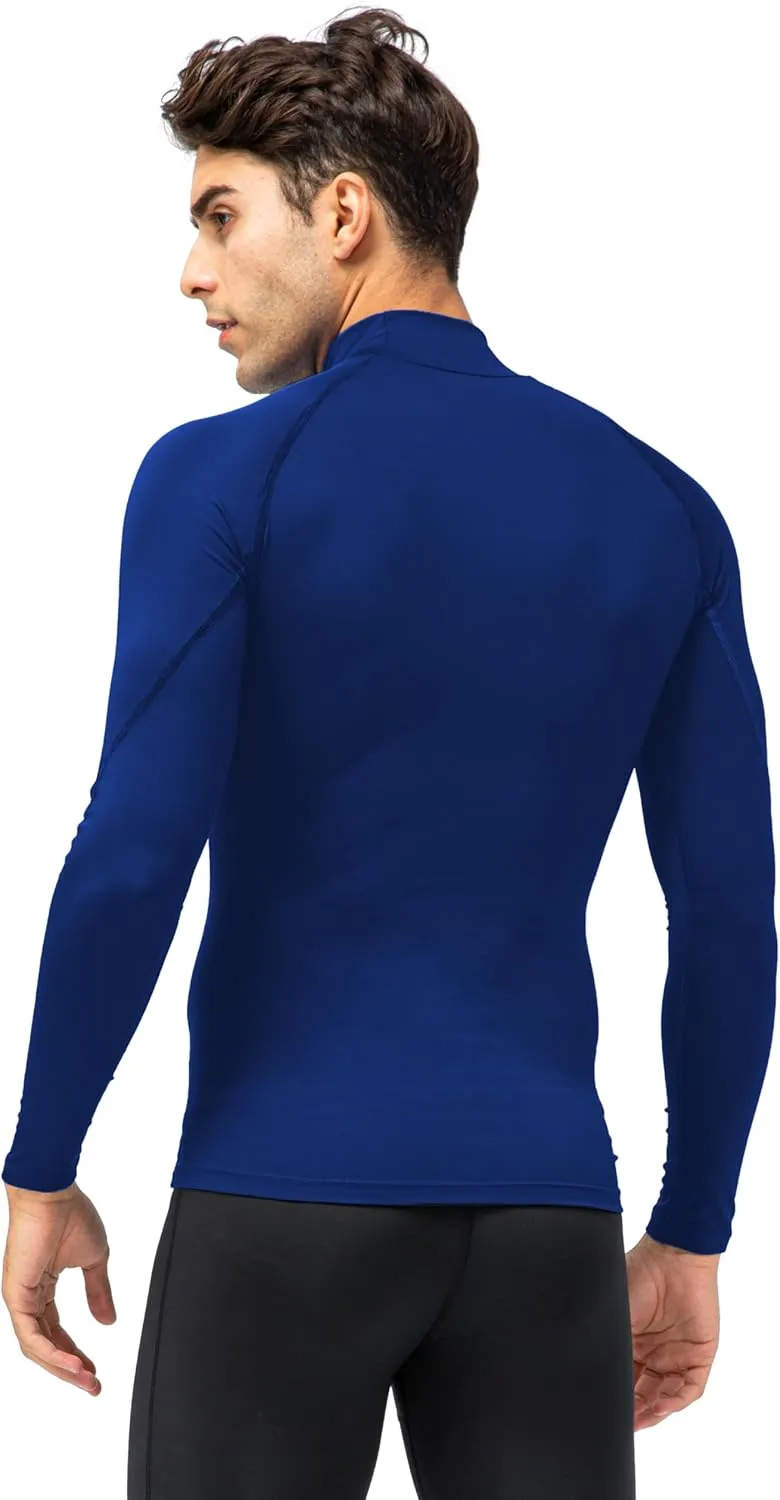 Men's Athletic Compression Shirts Long Sleeve Workout T-Shirt Mock Turtleneck Base Layer Undershirt Tops