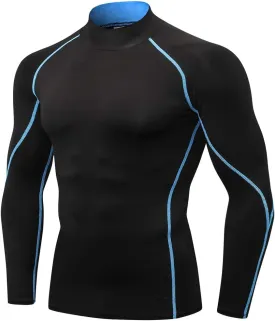 Men's Athletic Compression Shirts Long Sleeve Workout T-Shirt Mock Turtleneck Base Layer Undershirt Tops