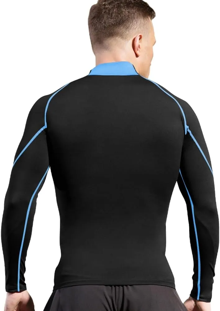 Men's Athletic Compression Shirts Long Sleeve Workout T-Shirt Mock Turtleneck Base Layer Undershirt Tops