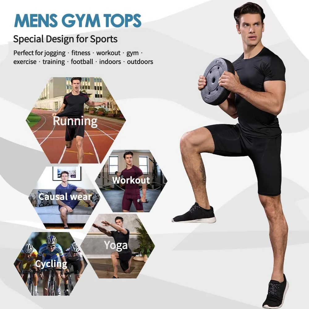 Men's Compression Shirts Short Sleeve Workout Shirt Cool Dry Undershirts Baselayer Sports T Shirts Gym Running Tops