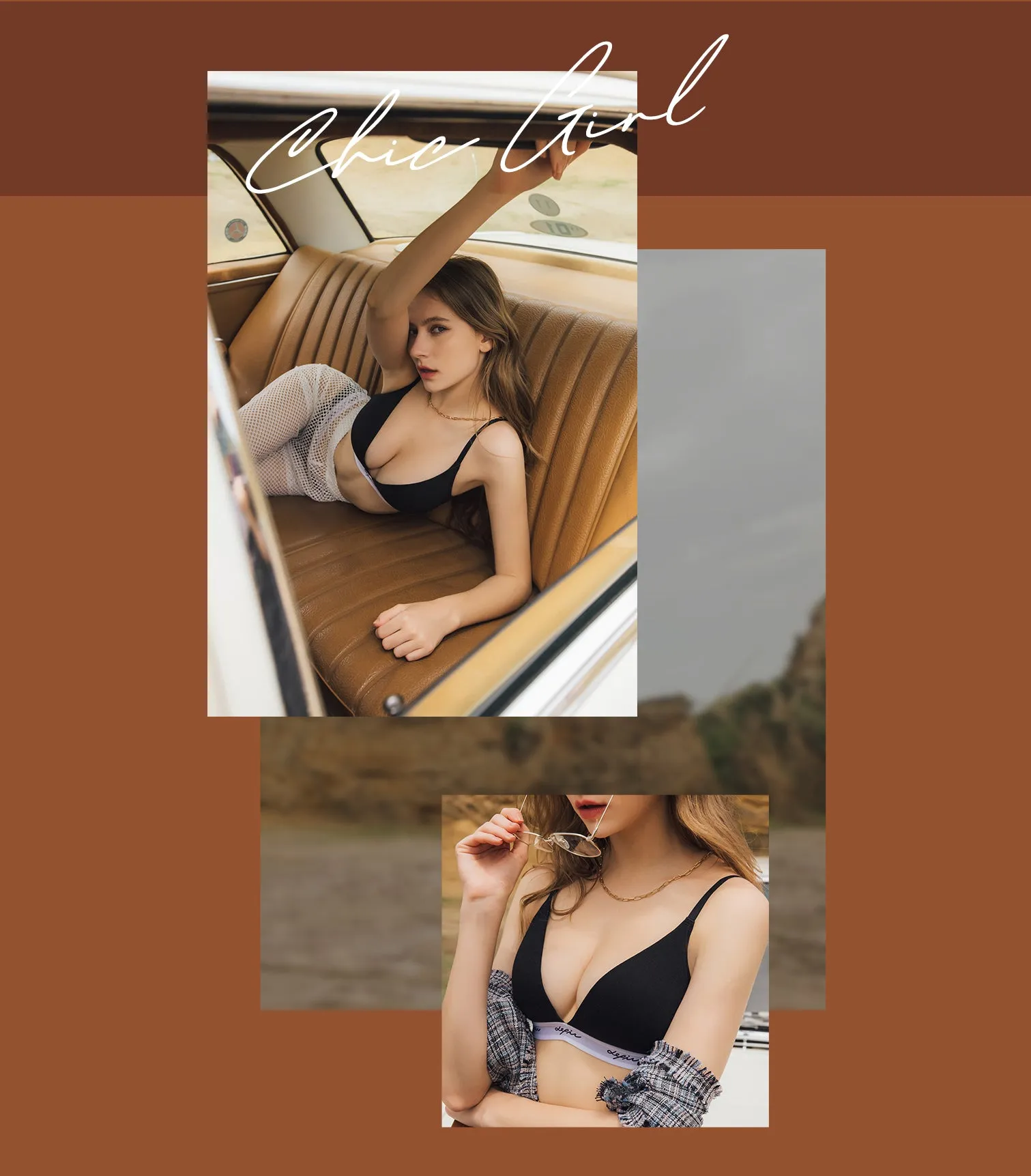 MODISH - Deep V Beauty Plunge Wireless Cotton Comfy Bra Set Black