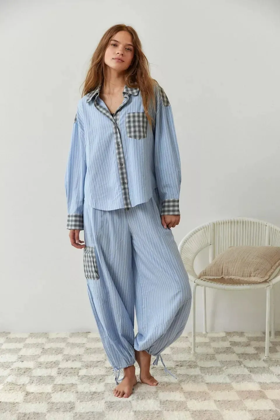 Mora | Plaid and Striped Pajama Set – Soft and Stylish Sleepwear