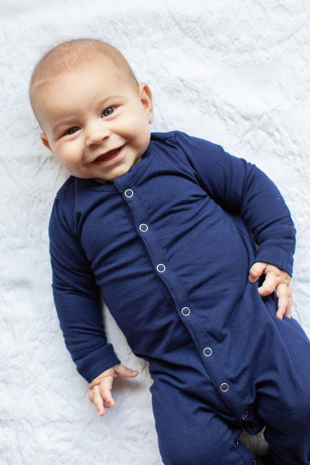 Navy Blue One Piece Footed Baby Romper (0-3mo Only)