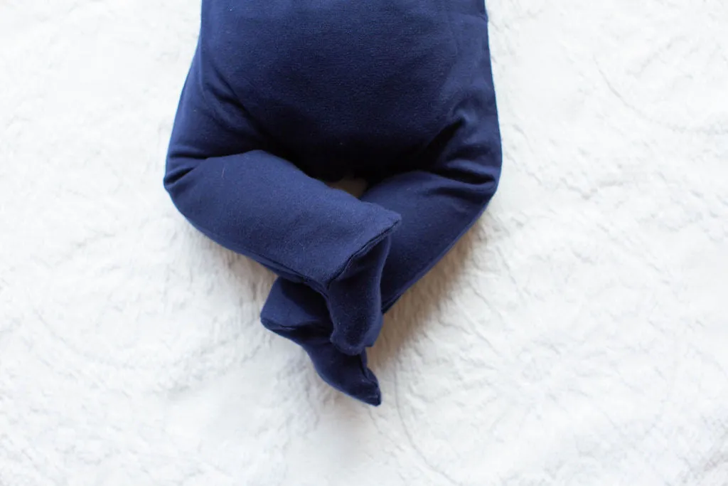 Navy Blue One Piece Footed Baby Romper (0-3mo Only)