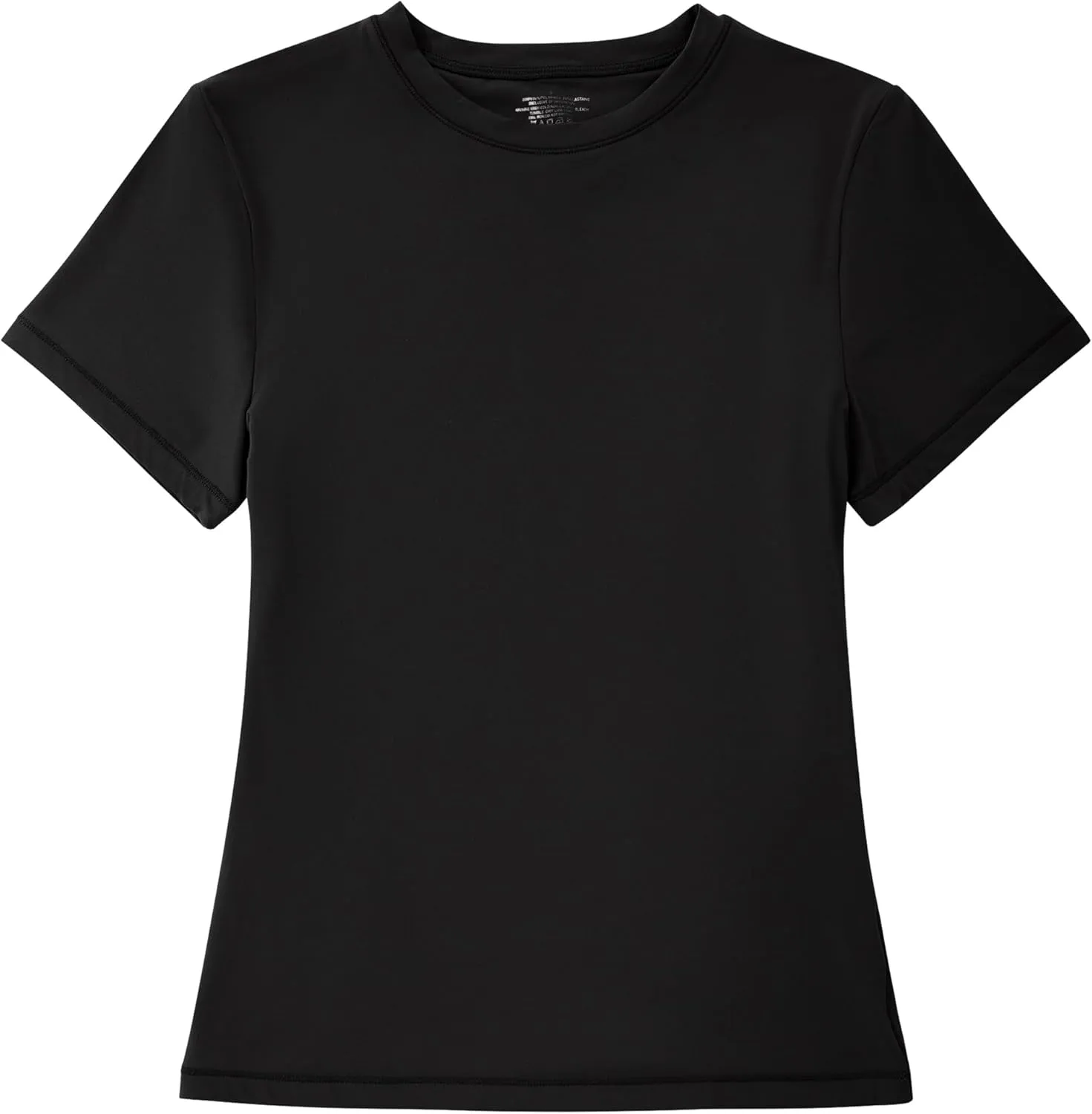 OMKAGI Double Lined Slim Fit T Shirts for Women Short Sleeve Crew Neck Crop Top