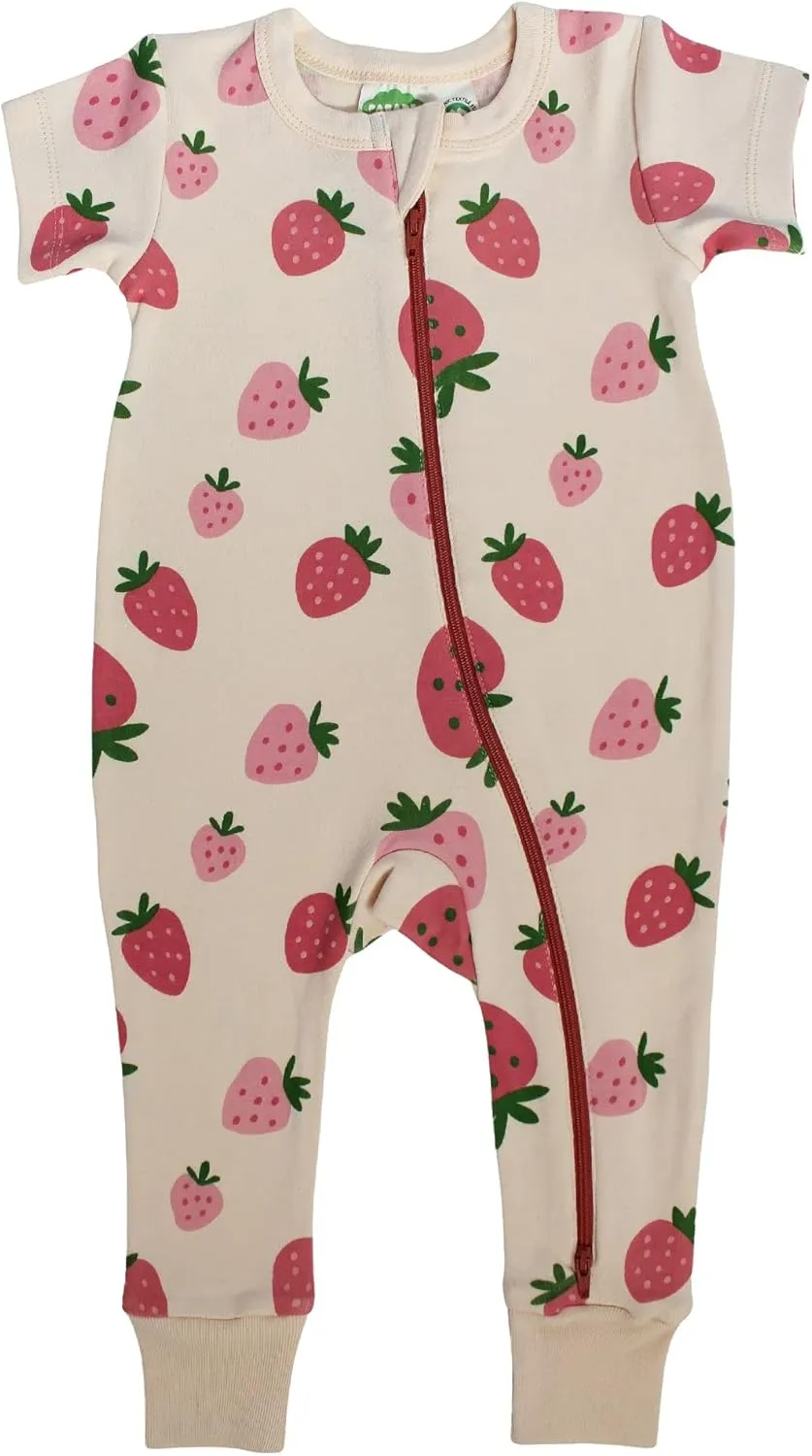 PARADE Organic Signature Print '2-Way' Zip Romper Short Sleeve