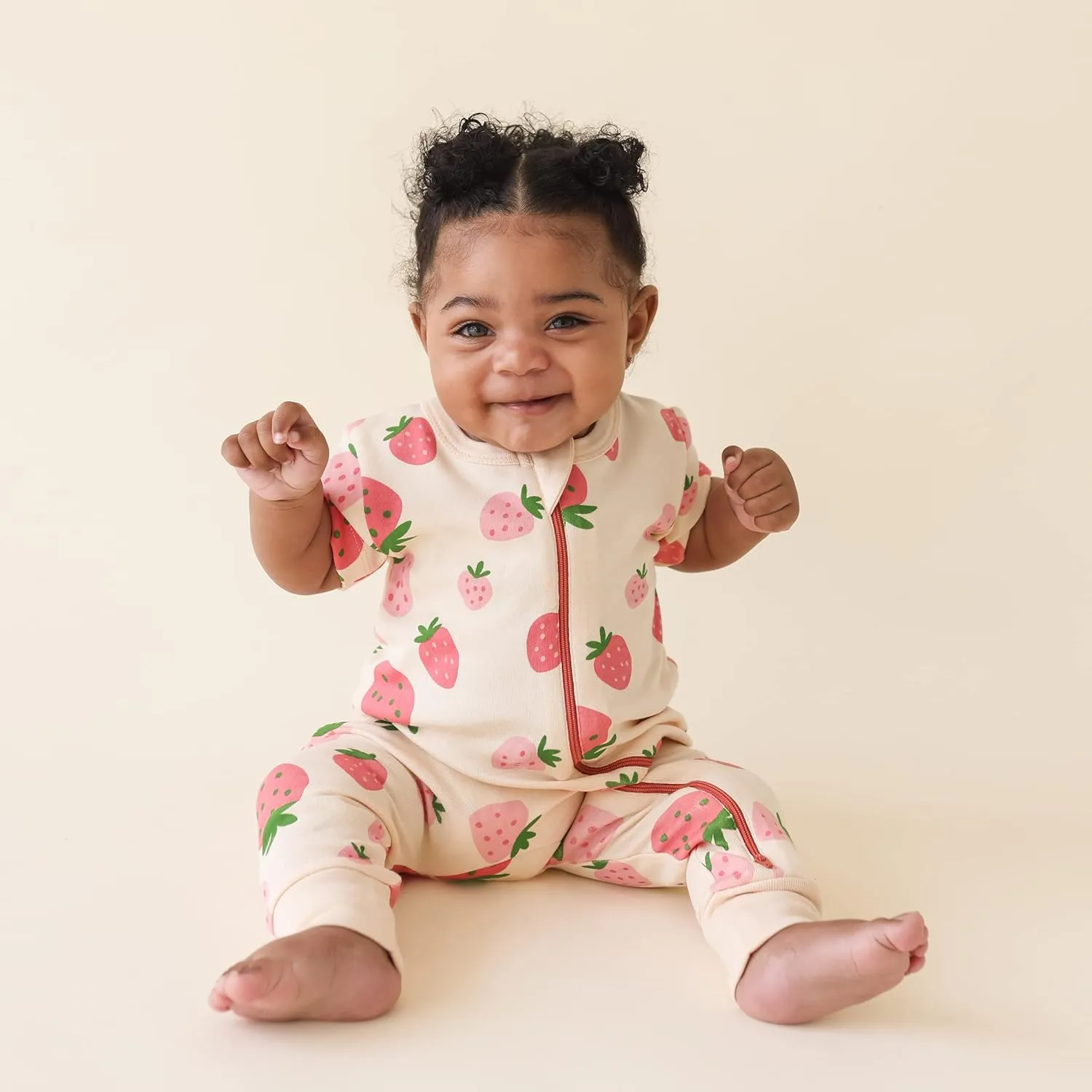 PARADE Organic Signature Print '2-Way' Zip Romper Short Sleeve